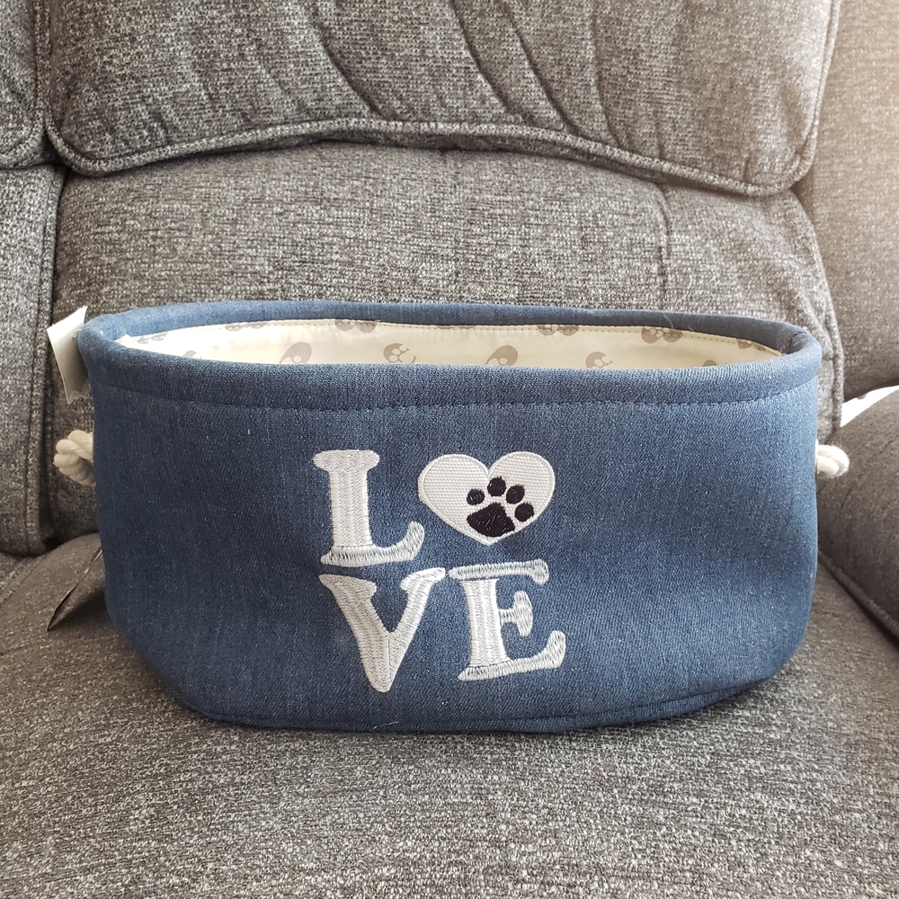 Blue "LOVE" Pet Storage Basket for Dogs